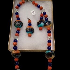 colorful necklace and earring set – new